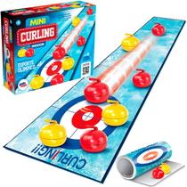 Mini Curling Jogo De Mesa Infantil Conjunto Completo 6 Bolas Tabuleiro 90cm