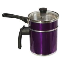 Mini Cuscuzeira Caneco Fervedor Aluminio Tampa Vidro Lilás