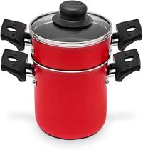 Mini Cuscuzeira com alça e Tampa de Vidro Aluminio Antiaderente