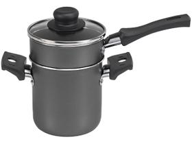 Mini Cuscuzeira com Cabo Tampa de Vidro Aluminio Antiaderente