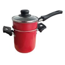 Mini Cuscuzeira com Cabo Tampa de Vidro Aluminio Antiaderente