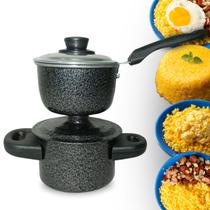 Mini Cuscuzeira Nordestina Individual Porção Única Alumínio Resistente Preto Craqueado