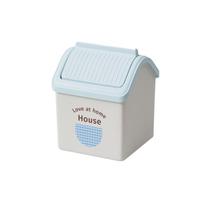 Mini Desktop Bin Lata de lixo de plástico fofa com tampa azul 150g