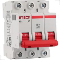 Mini Disjuntor 3 Polos Curva C 3kA 400V 63A Steck Mini Disjuntor 3 Polos Curva C 3kA 400V 63A Steck
