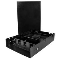 Mini Distribuidor Interno Óptico Mini DIO em Aço 12FO Com Painel Para Adaptadores SC e LC Duplex Universal - Preto