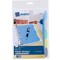 Mini divisórias de plástico durável Avery Write & Erase de 5 abas Mini divisórias de plástico durável Avery Write & Erase de 5 abas