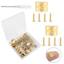 Mini dobradiças Biaungdo 10 x 8 mm em latão, rotação de 180, 60 unidades Mini dobradiças Biaungdo 10 x 8 mm em latão, rotação de 180, 60 unidades