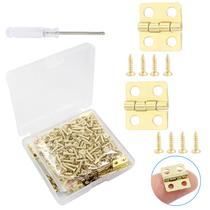 Mini dobradiças Biaungdo 13 x 12 mm, rotação de 180, douradas, 60 peças