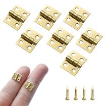 Mini dobradiças de latão SHRJ 100 unidades 10 x 8 mm para caixa de móveis Mini dobradiças de latão SHRJ 100 unidades 10 x 8 mm para caixa de móveis