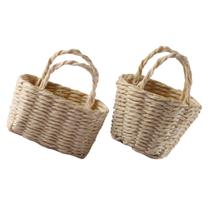 Mini Doll House, cesta de flores, decoração de rattan, FELTECHELECTR, 2 unidades