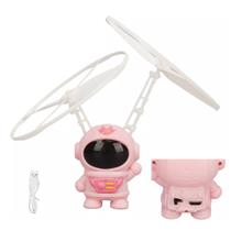 Mini Drone Astronauta Boomerang Helice Voador LED USB Bateria Recarregavel Sensor Movimento Criança Diversao Iluminado Luz Seguro Resistente