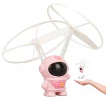 Mini Drone Astronauta Boomerang Helice Voador LED USB Bateria Recarregavel Sensor Movimento Diversao Criança Entretenimento Brincadeira Seguro Resiste