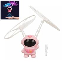 Mini Drone Astronauta Voador Boomerang Sensor Movimento LED USB Bateria Recarregavel Helice Diversao Criança Brincadeira Iluminaçao Luz Seguro Resiste