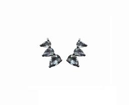 Mini ear cuff três gotas fumê banhado a ródio negro