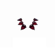 Mini ear cuff três gotas rubi banhado a ródio negro