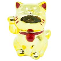 Mini Enfeite Gato Da Sorte Maneki Neko Japonês Amuleto Sorte Fortuna Riqueza Atrai Dinheiro Prosperidade