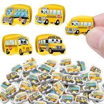 Mini Erasers PerKoop School Bus, 60 unidades para crianças, PVC, amarelo
