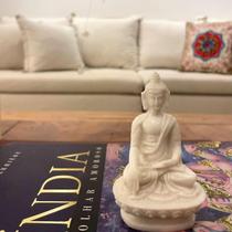 Mini Escultura Buda Sidarta Mudra Meditação Pó Mármore 8Cm