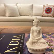 Mini Escultura Buda Sidarta Mudra Meditação Pó Mármore 8Cm
