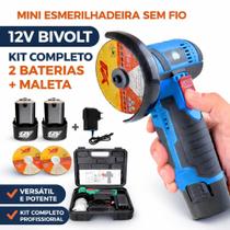 Mini Esmerilhadeira 12V Sem Fio Bivolt 2 Baterias + Maleta
