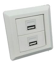 Mini Espelho 2 Tomada Usb Charger Embutir Móveis - Branco