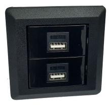 Mini Espelho 2 Tomada Usb Charger Embutir Móveis - Preto