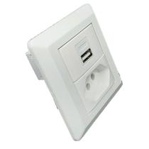 Mini Espelho C/ 1 Tomada 10a 1 USB Charger Embutir P Móveis Branco