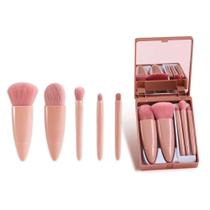 Mini Espelho De Maquiagem Portátil Com 5 Pincéis De Maquiagem Bolso Dobrável Maquiagem(lolibiju)