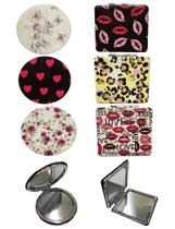 Mini Espelho Dobrável Duplo Makeup de Bolso Acolchoado Metal Resistente Para Maquiagem Bolsa