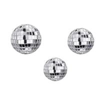 Mini Espelho Prateado Em Forma De Disco Com Luz Rotativa, 10 Peças Para Decoração De Bolos De Festa,