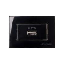Mini Espelho Tomada USB 2A 5VDC Margirius Para Móveis Preto