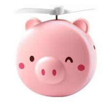 Mini Espelho Ventilador Porquinho Usb Luz Led Recarregável