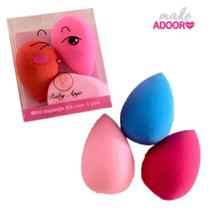Mini Esponja Para Maquiagem Com 3 Esponjas Coloridas - Meiustar Mini Esponja Para Maquiagem Com 3 Esponjas Coloridas - Meiustar
