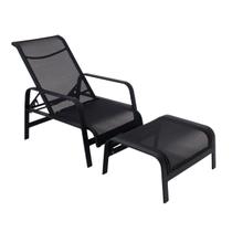 Mini Espreguiçadeira com Puff Alumínio e Tela Sling Piscina Jardim Mini Espreguiçadeira com Puff Alumínio e Tela Sling Piscina Jardim