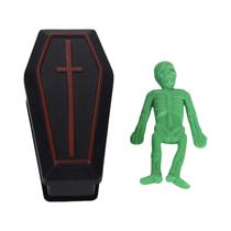 Mini Esqueleto De Halloween Com Caixão Simulado: Decoração De Mesa De Terror Para Casa E Adereços De