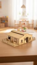 Mini Estábulo Fazendinha em MDF Cru 58cm 1:20 Mini Estábulo Fazendinha em MDF Cru 58cm 1:20
