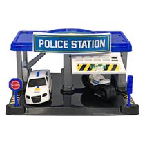 Mini Estação de Policia de Brinquedo com Carro e Moto Infantil de Criança - BS TOYS