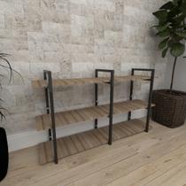 Mini estante industrial para escritório aço cor preto mdf 30cm cor amadeirado escuro mod ind12aeep Mini estante industrial para escritório aço cor preto mdf 30cm cor amadeirado escuro mod ind12aeep