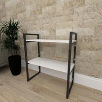 Mini estante industrial para escritório aço cor preto prateleiras 30 cm cor branca modelo ind08bep