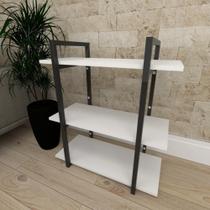 Mini estante industrial para escritório aço cor preto prateleiras 30 cm cor branca modelo ind09bep