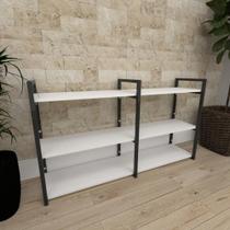 Mini estante industrial para escritório aço cor preto prateleiras 30 cm cor branca modelo ind11bep