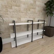 Mini estante industrial para escritório aço cor preto prateleiras 30 cm cor branca modelo ind12bep