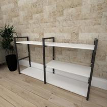 Mini estante industrial para escritório aço cor preto prateleiras 30 cm cor branca modelo ind14bep