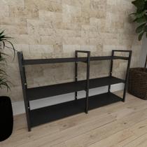 Mini estante industrial para escritório aço cor preto prateleiras 30 cm cor preto modelo ind11pep