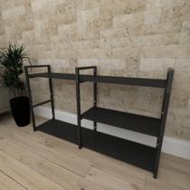 Mini estante industrial para escritório aço cor preto prateleiras 30 cm cor preto modelo ind14pep