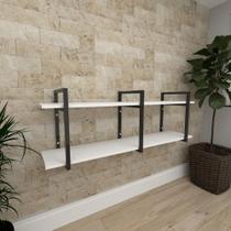 Mini estante industrial para sala aço cor preto prateleiras 30 cm cor branca modelo ind05beps