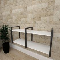 Mini estante industrial para sala aço cor preto prateleiras 30 cm cor branca modelo ind22beps