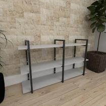 Mini estante industrial para sala aço cor preto prateleiras 30cm cor cinza modelo ind12ceps