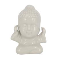 Mini Estátua Bibelô Buda (Surdo) Branco - 09cm