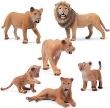 Mini Estátua de Animais Selvagens, Festa de Aniversário Fornece Brinquedos conjunto de estatuetas de animais, 6 pacotes, brinquedos de leão Estátua bolo toppers festa presentes decoração alimentos banho brinquedos